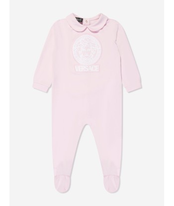 Versace Baby Girls Logo Babygrow in Pink basket pas cher