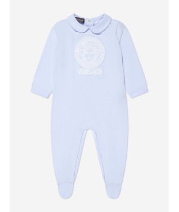 Versace Baby Boys Logo Babygrow in Blue Découvrez la collection