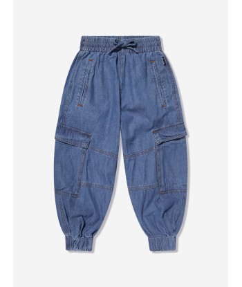 Molo Girls Washed Chambray Trousers in Blue Venez découvrir notre 