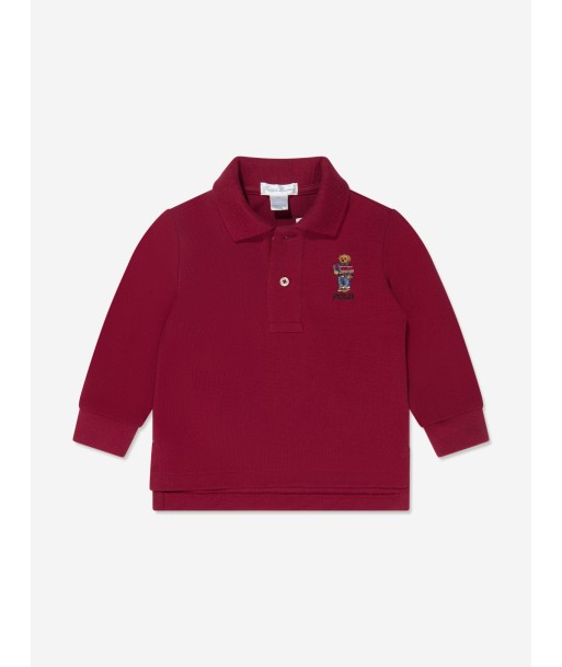 Ralph Lauren Baby Boys Long Sleeve Bear Polo Shirt in Red online