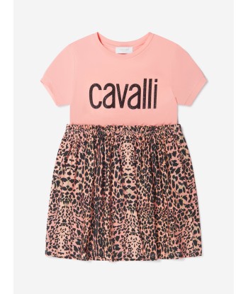 Roberto Cavalli Girls Cotton Leopard Logo Print Dress en linge