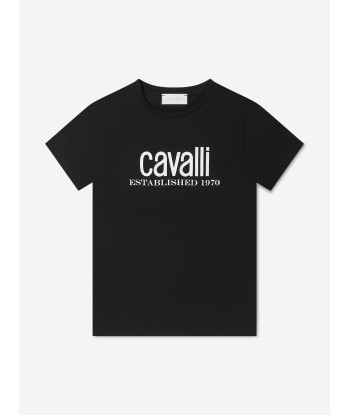 Roberto Cavalli Boys Cotton Logo Print T-Shirt en stock