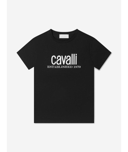 Roberto Cavalli Boys Cotton Logo Print T-Shirt en stock