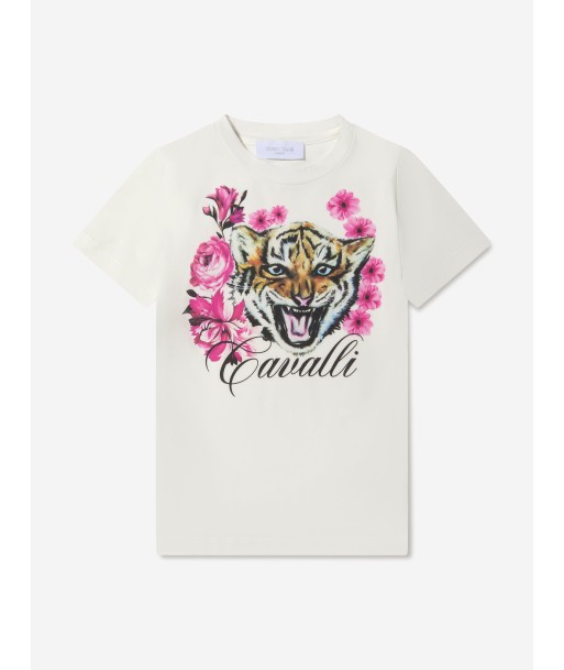 Roberto Cavalli Girls Cotton Jersey Tiger T-Shirt est présent 