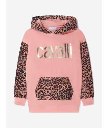 Roberto Cavalli Girls Cotton Leopard Print Logo Hoodie store