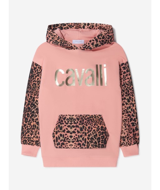 Roberto Cavalli Girls Cotton Leopard Print Logo Hoodie store